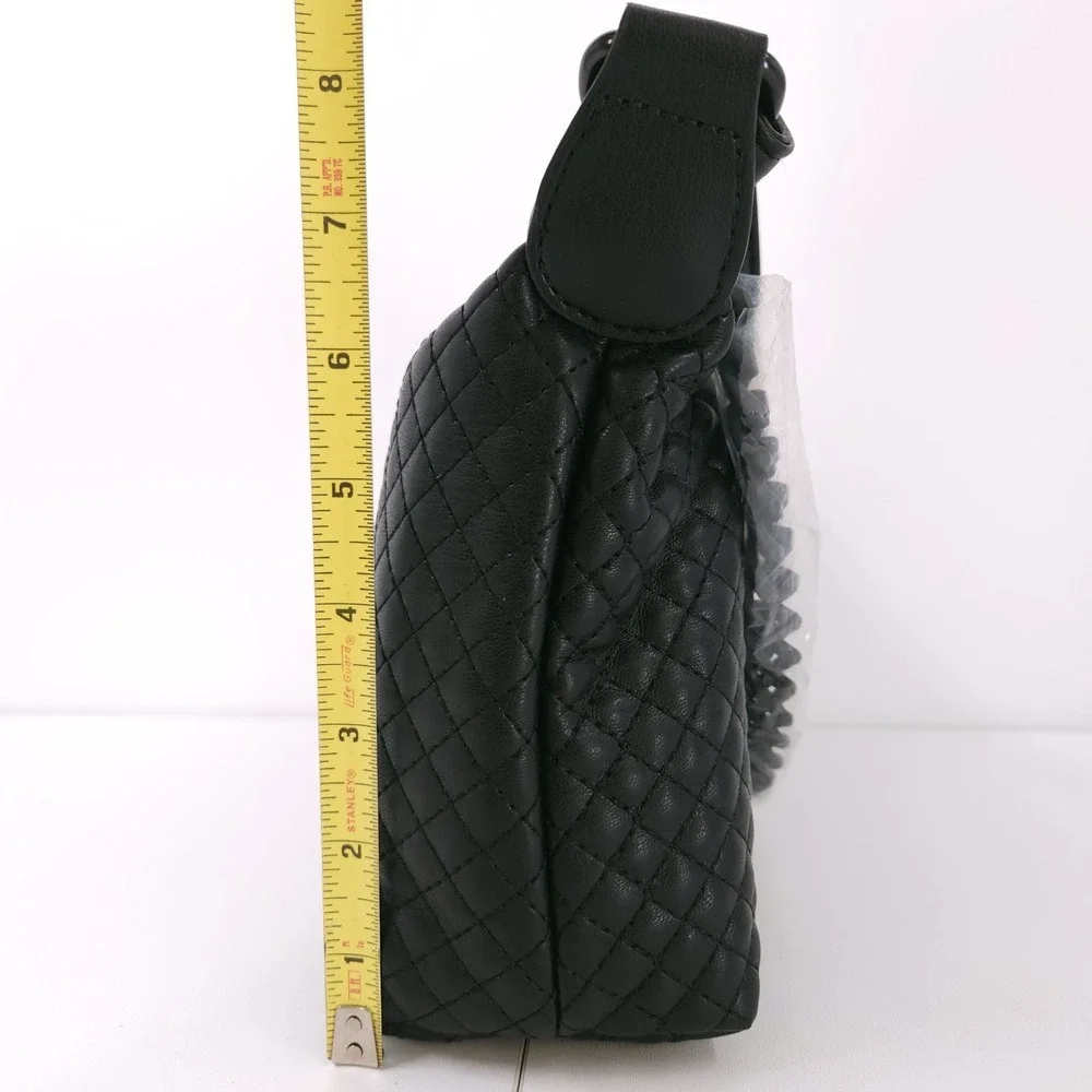Like Dreams‎ Morgan Baguette Shoulder Crossbody Bag Black Chain Zip Top Small - Picture 3 of 11